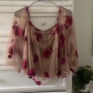 Tobi off-shoulder floral shirt
